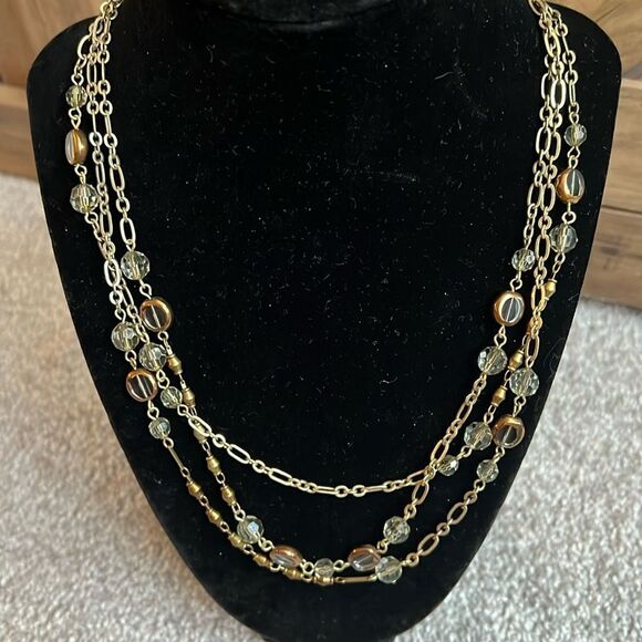 NWT Loft Multi Strand Gold Necklace - Picture 1 of 4